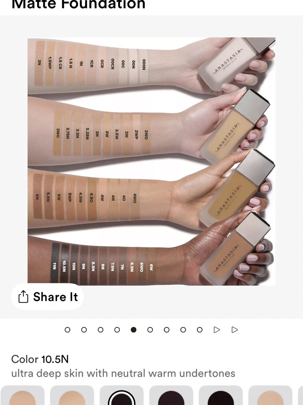 Anastasia Beverly Hills IMPECCABLE blurry second skin Foundation — 10.5N